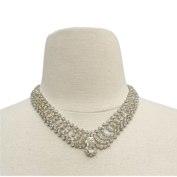 Incredible MCM 50s / 60s ESTATE Vintage Royal Edwardian Rhinestone Necklace - Picture 4 of 9